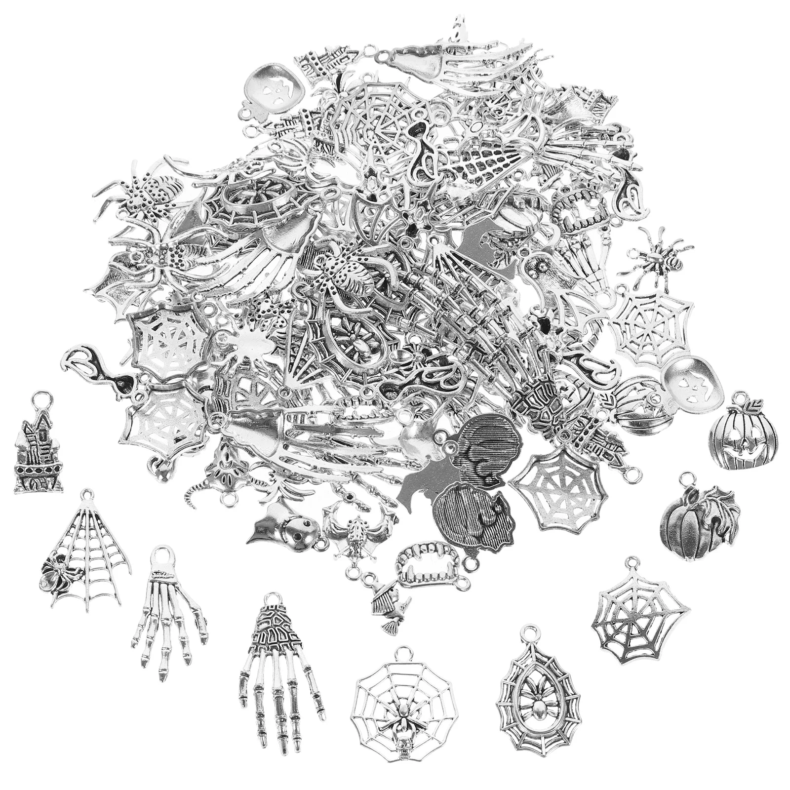 

100 шт. подвесок из сплава для Хэллоуина, фурнитура для украшений, аксессуары для самостоятельного изготовления, подвески для ожерелья для женщин, для вечеринок, тонкая работа, подарки