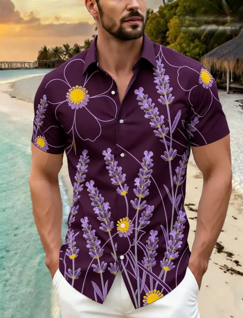 Men's Minimalist Premium Sleek Refined Floral Short Sleeve Shirt Casual Fashion For Daily Wear And Beach Trips