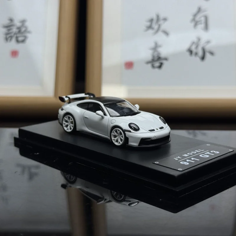 Diecast JY 1:64 Scale Porsche 911 GT3 Luminous Blue-green Alloy Car Model Collectible Toy Gift Souvenir Display Ornament