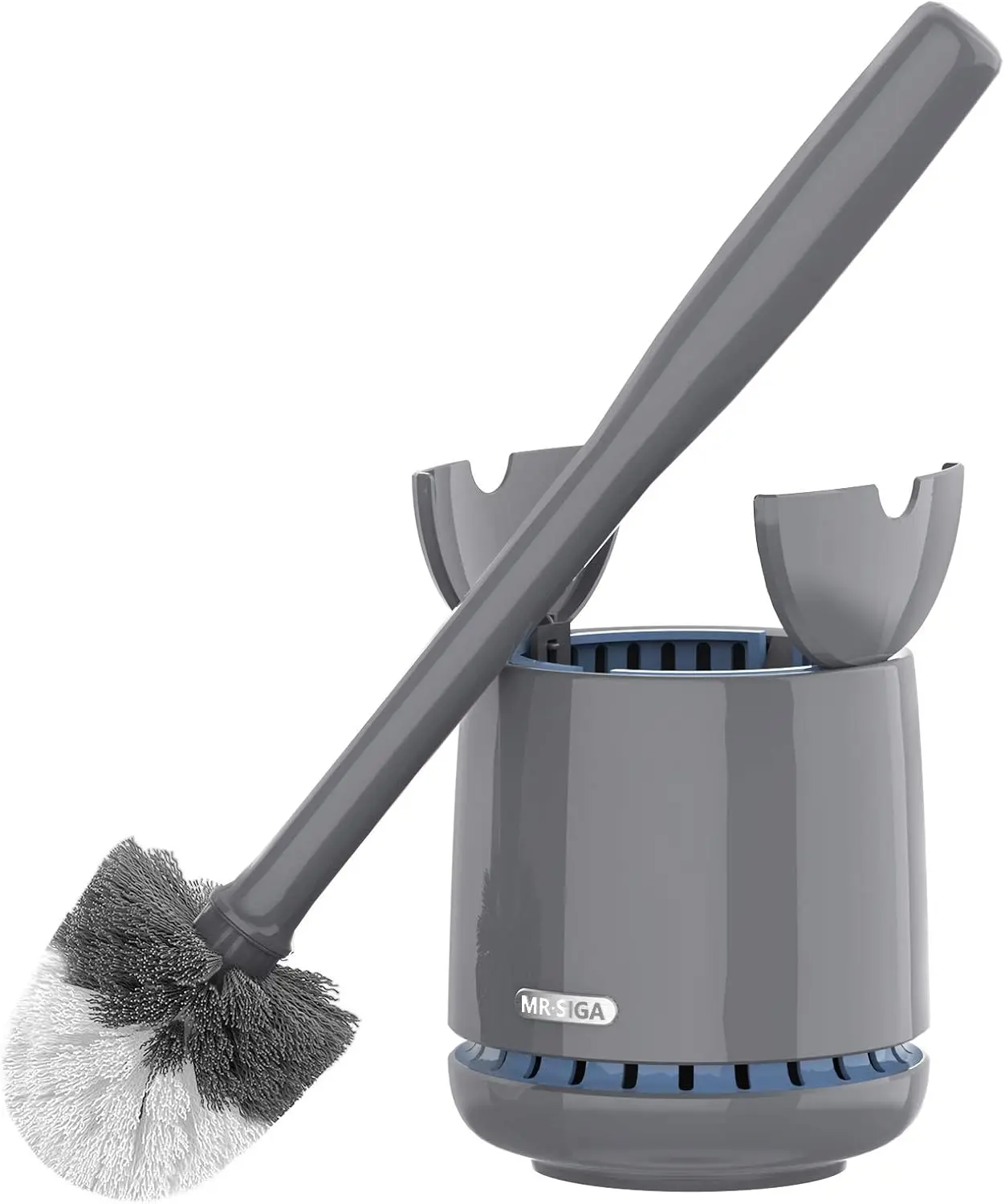 

Toilet Bowl Brush and Holder Set, Solid Handle, Durable Bristles, Gray