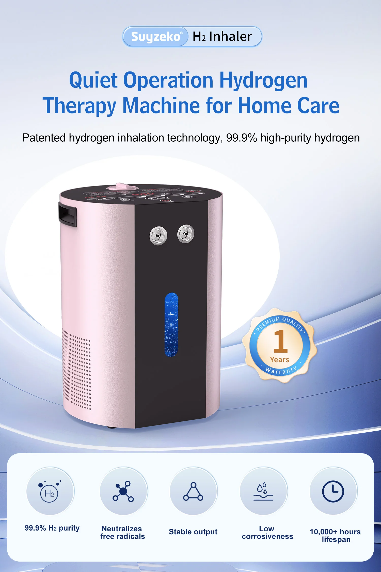 Suyzkeo Wasserstofftherapiegerät 900ML Molekularer Wasserstoff-Sauerstoff-Generator H2-Inhalator Entspannung Schönheitspflege für Zuhause – Detail 2