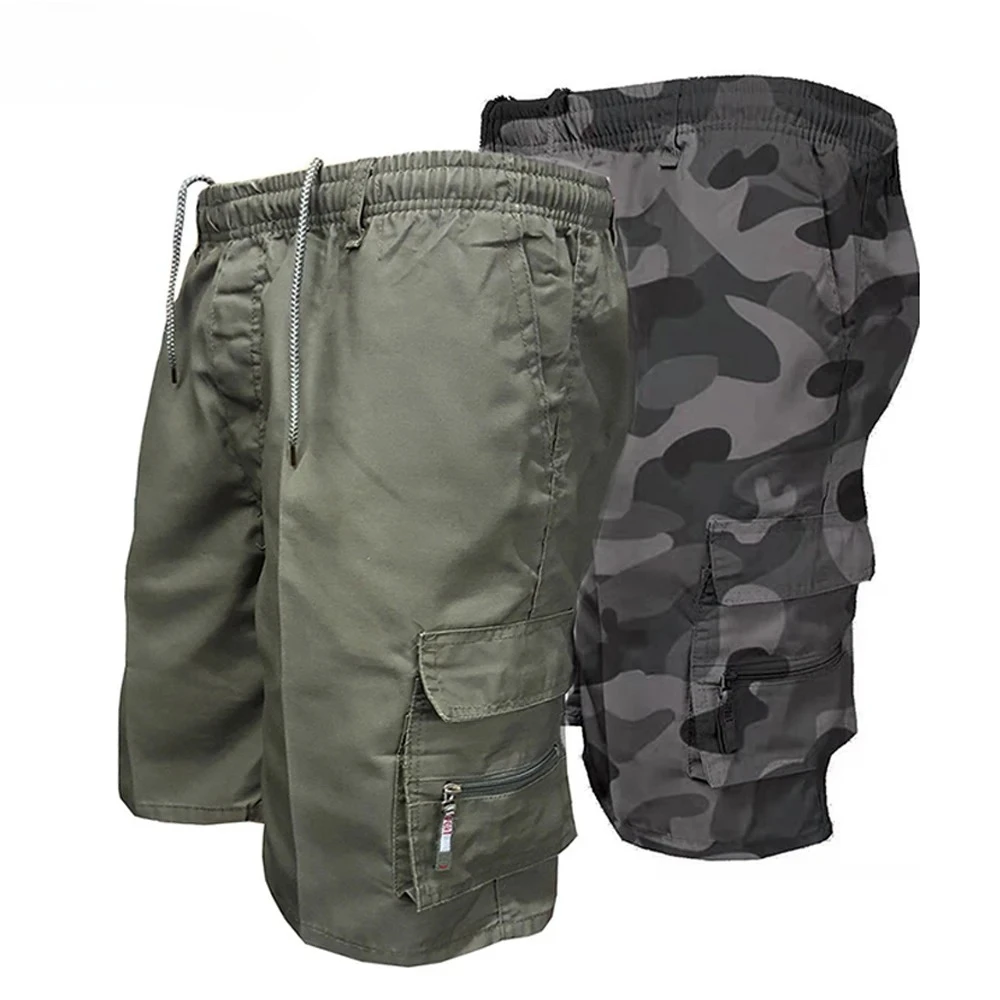 

2026 men's summer workwear shorts elastic waist cycling shorts multi pocket work shorts outdoor sports and leisure shorts