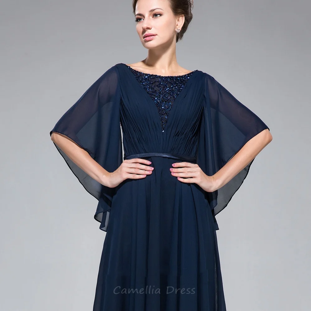 Maßgeschneidertes Kleid für die Brautmutter, A-Linie, mit Perlen verziert, Hochzeitsgastkleid, Kristall-Flare-Ärmel, Vintage-Abendrobe für die Brautmutter