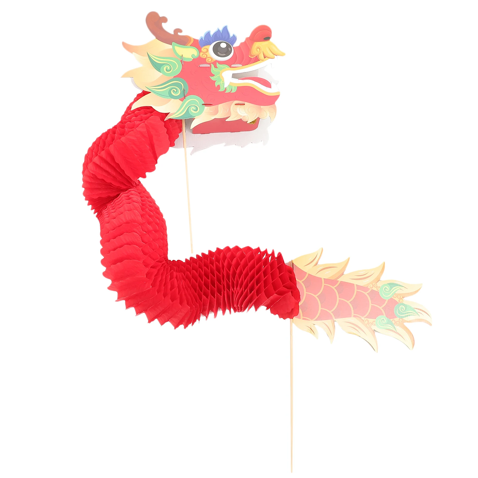 

Paper Dragon Decorations Bright Color New Years Ornaments Photo Props Party Supplies Handheld Toy Latte