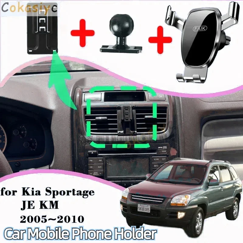 

Car Mobile Phone Holder For Kia Sportage JE KM 2005~2010 360 Rotating GPS Navigation Bracket Gravity Mount Stand Accessories
