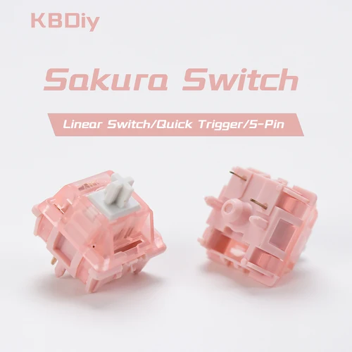 KBDiy-teclado con interruptor Sakura, 5 pines, 37gf, PC, interruptores lineales cremosos, personalizado, DIY, para juegos, Teclado mecánico 60, Aula F75 F99 Pro