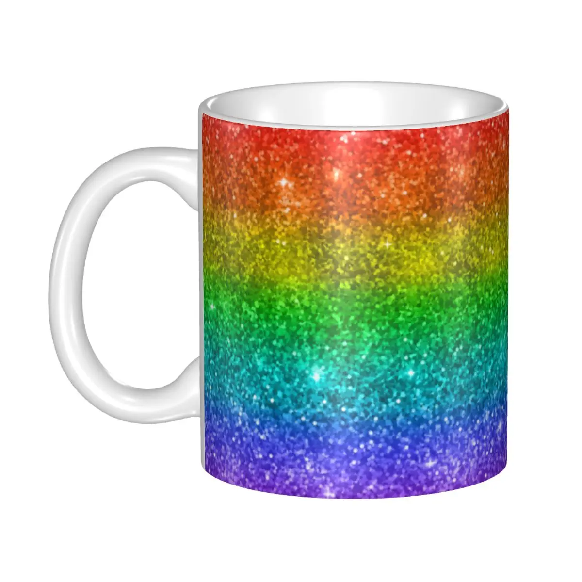 DIY Glitter Rainbow Gay LGBT Ceramic Mugs Personalized Coffee Cup Creative Present