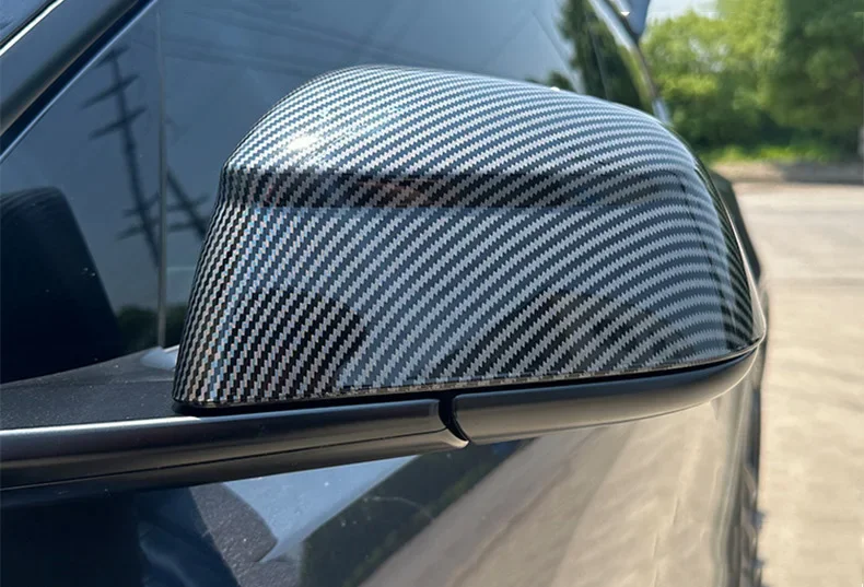 معجون السيارة غطاء مرآة الباب الجانبي ل تسلا نموذج Y العرعر إطلاق 2025 السيارات الخارجي ABS الجانبين غطاء الرؤية الخلفية ألياف الكربون #6