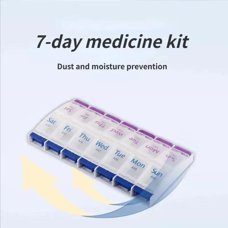 

Travel Weekly 7 Days Pill Box 14 Compartments Pill Organizer Plastic Medicine Dispenser Cutter Drug Cases Travel perfume bottle