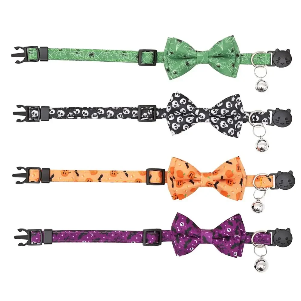Lustiges Muster Haustierhalsband Abnehmbare Fliege Katzenhalsband Halloween Lustiges Muster Halskette für kleine Hunde Katzen Feiertagsparty – Detail 10