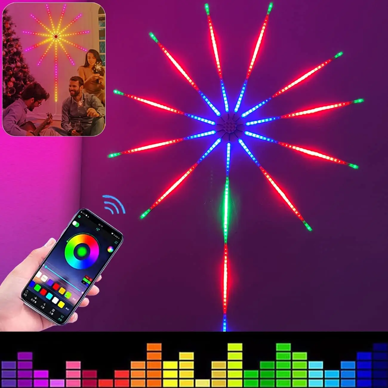 Led Strip USB Colorful Fireworks Light LED Decor RGBIC Atmosphere Light With Bluetooth Voice Control Timing Setting Bar Music R