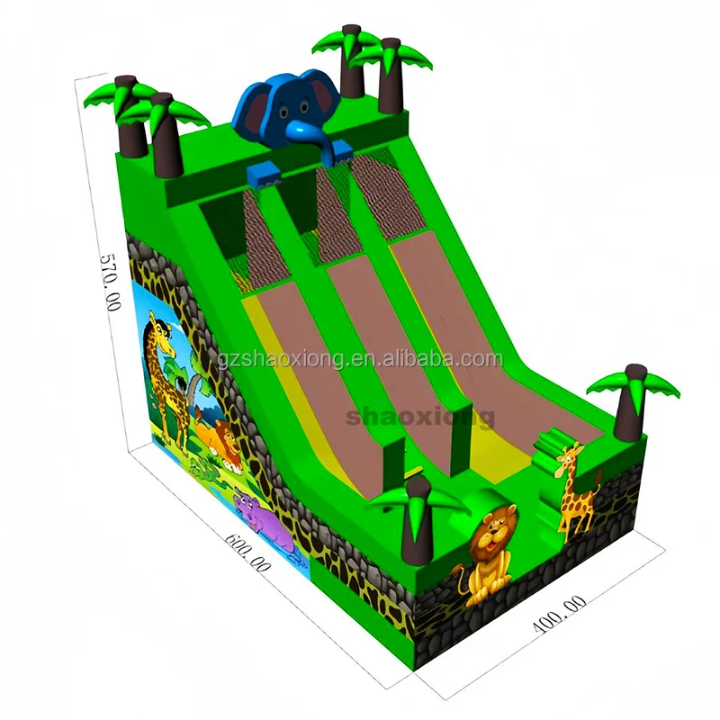 Commercial Inflatable Animal Themes Park Slide Outdoor Playground Cartoon Inflables Castle Combo Double Lanes Slides for Kids
