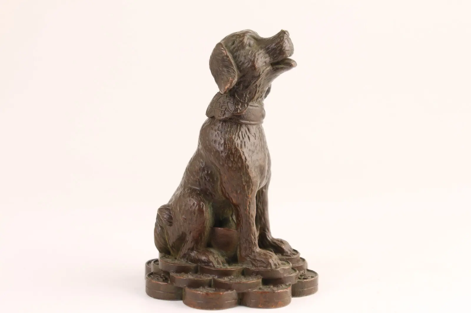 Rare chinese copper hand casting seat dog statue figure table decoration Art
