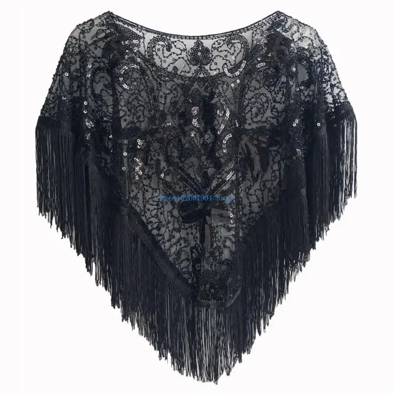 

N7YF Women's Shawl 1920S Vintage Party Capelet Shawl Decorative Fringe Shoulder Wrap