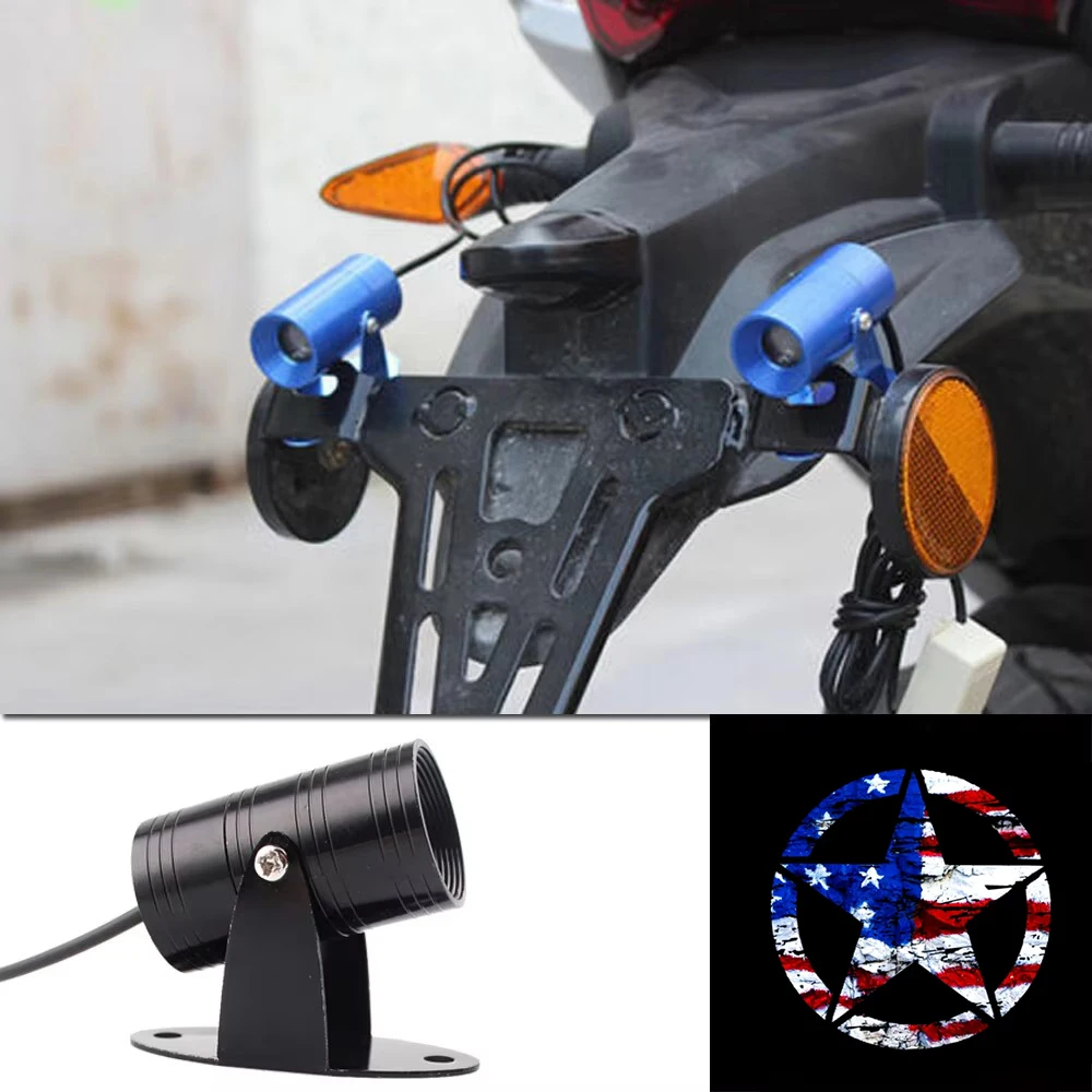 1Pc USA Star Symbol Universal LED Motorcycle Rear Projector Ghost Shadow Decorative Light