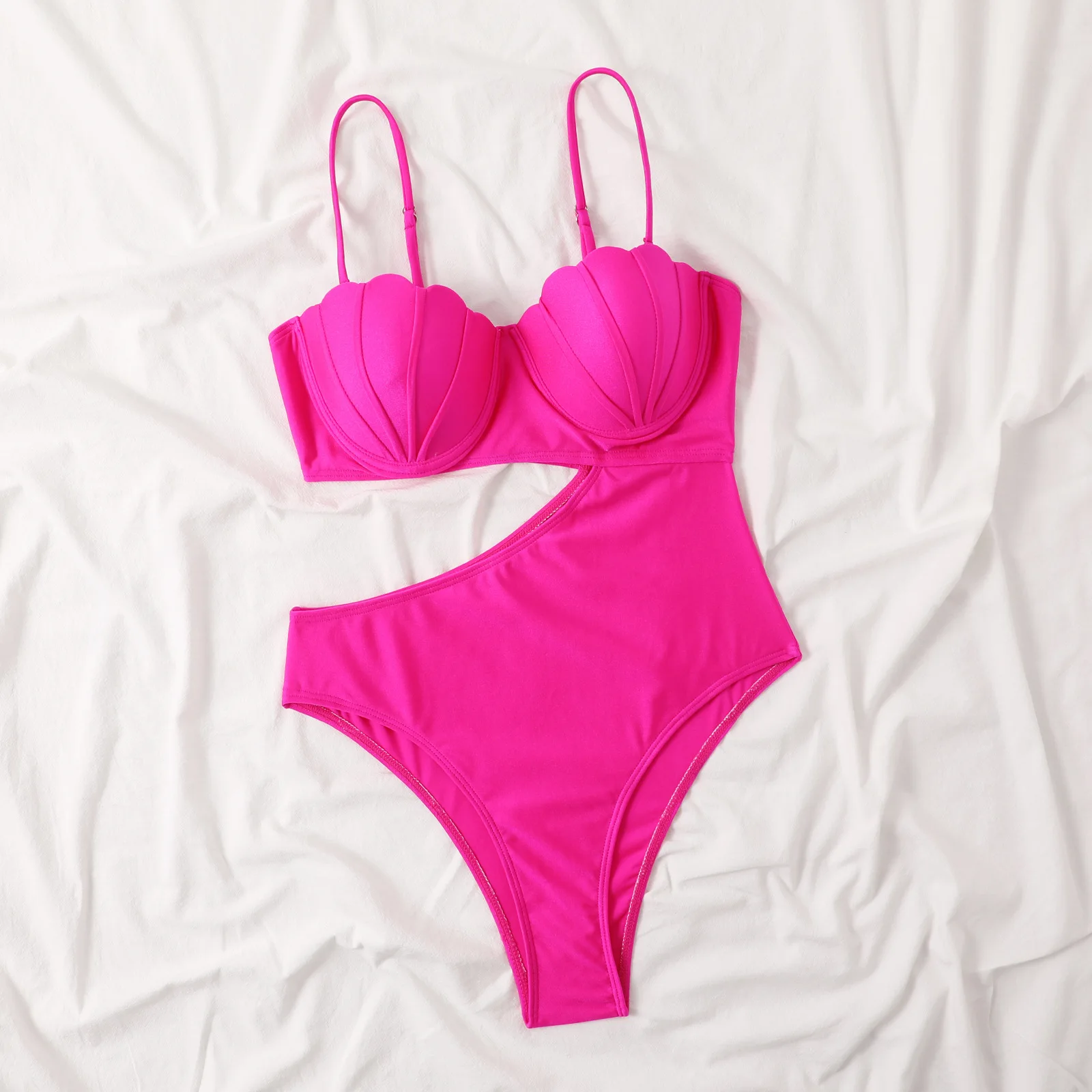 ملابس السباحة النسائية 2024 المرأة بلون Underwire ملابس السباحة عارية الذراعين مثير بيكيني قطعة واحدة ملابس السباحة الربيع الساخن S-L #3