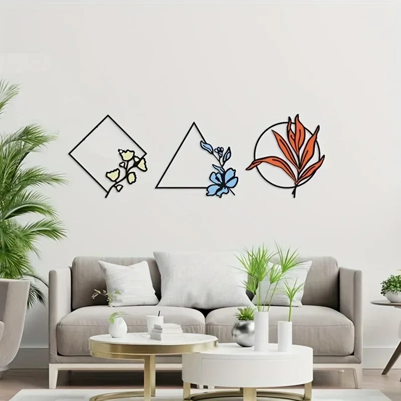 

metal iron CIFBUY 3pcs Flower Metal Wall Decorations Colorful Metal Wall Art Minimalist Home Decorations, Colorful Art, Modern D