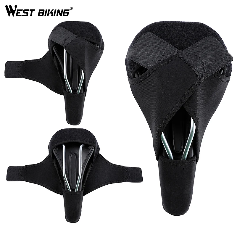 WEST BIKING Bike Seat Cushion Cover Liquid Gel 3D Sponge Breathable Nonslip Wide Straps for MTB Road Bicycle Saddle Pads Support