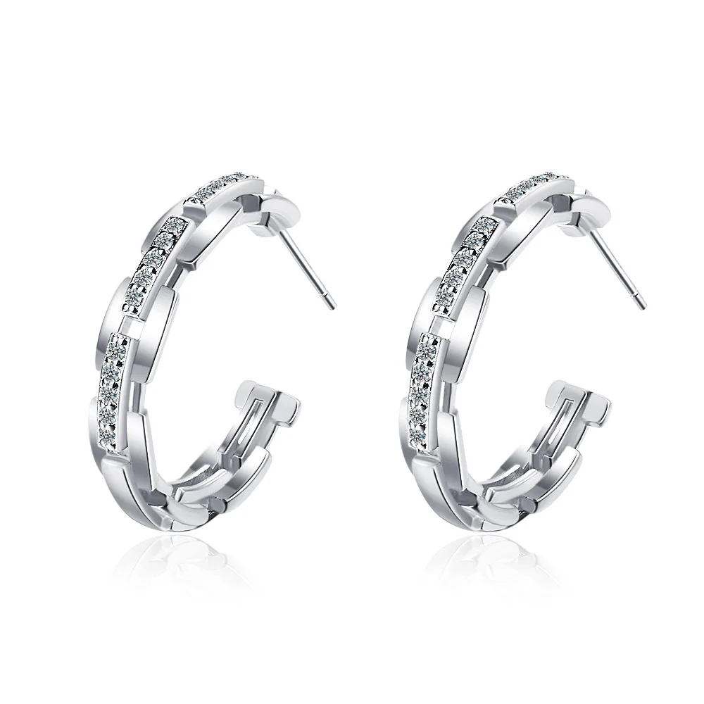 

Серьги из стерлингового серебра 925, белые цирконы, C-образные серьги, женские модные простые ювелирные изделия на день рождения, свадьбу, годовщину, подарок