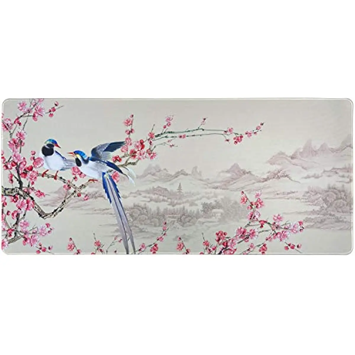 

Extended Mouse Pad with Floral Design,Mousepad-35.4''x15.7''x0.12''in Desk Pad Keyboard Mat, Non-Slip Base, Plum Blossom