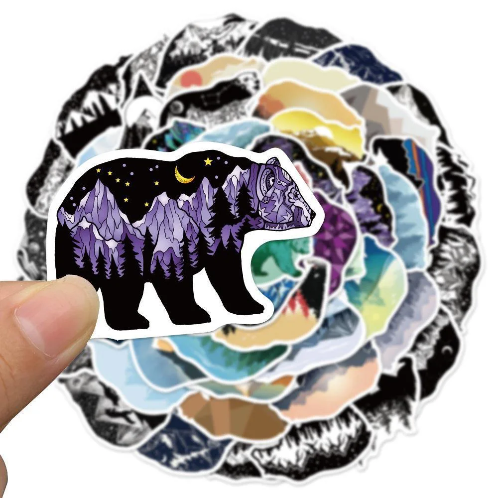 

10/30/50pcs Cool Grizzly Draw Stickers for Water Bottle Tablet Laptop Scrapbooking Waterproof Graffiti Supplie Kids Sticker Pack