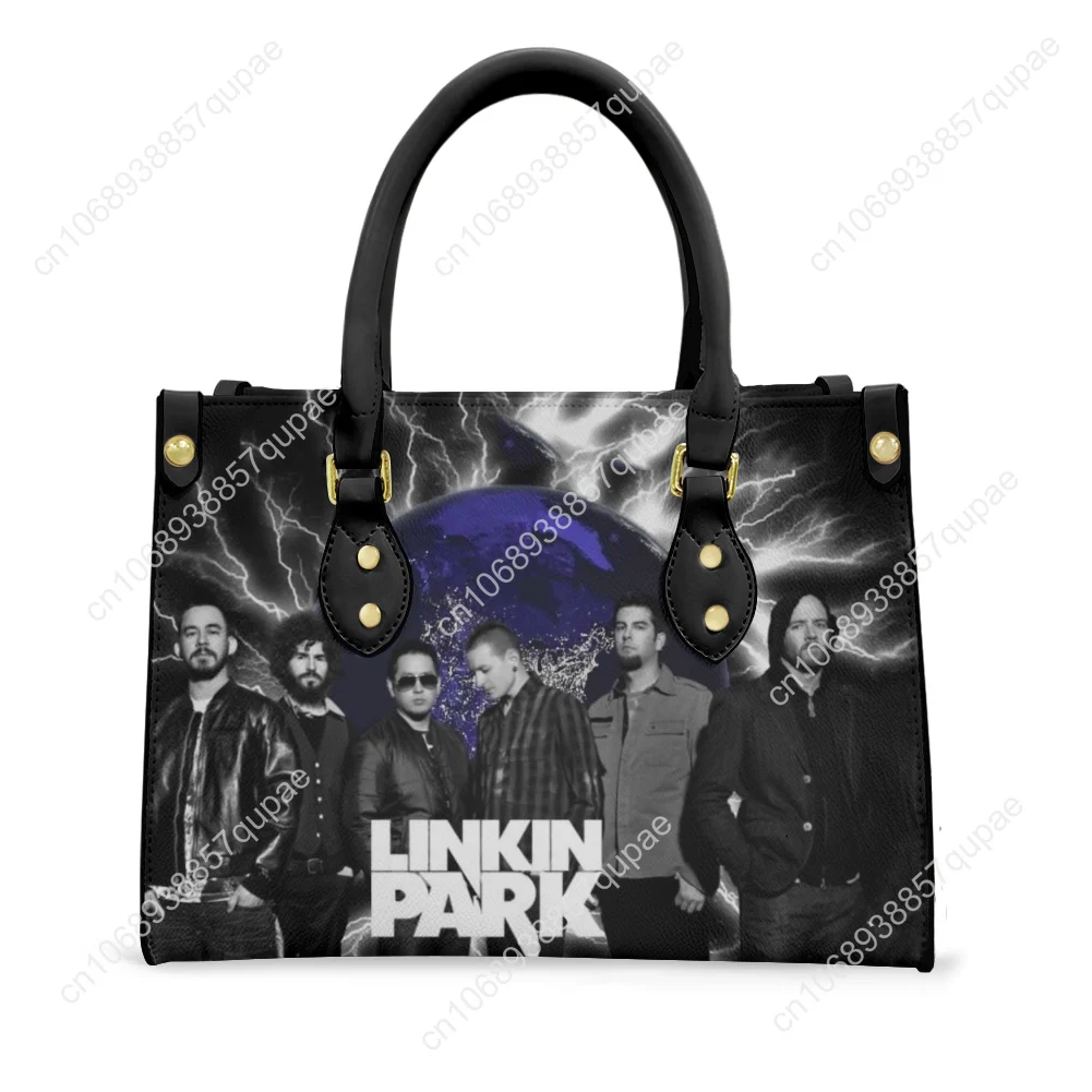 Linkin Park Rock Band Tote Bag Purse Womens Mens Personalized Text Image PU Leather Handbag Business Shopping Gift Bags