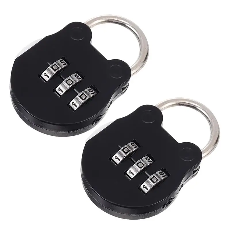 2pcs 3 Digit Cartoon Combination Padlock For Suitcase Small Combo Lock Traveling Toolbox School Gym Employee Locker