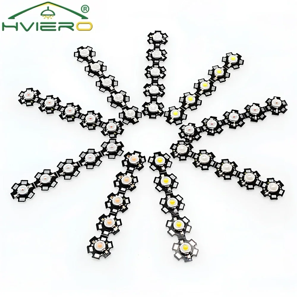 10X High Power Chip 1W 3W White Red Blue Green Light Bead Emitter LED Bulb Diodes Lamp Beads With 20mm Star PCB Platine Heatsink