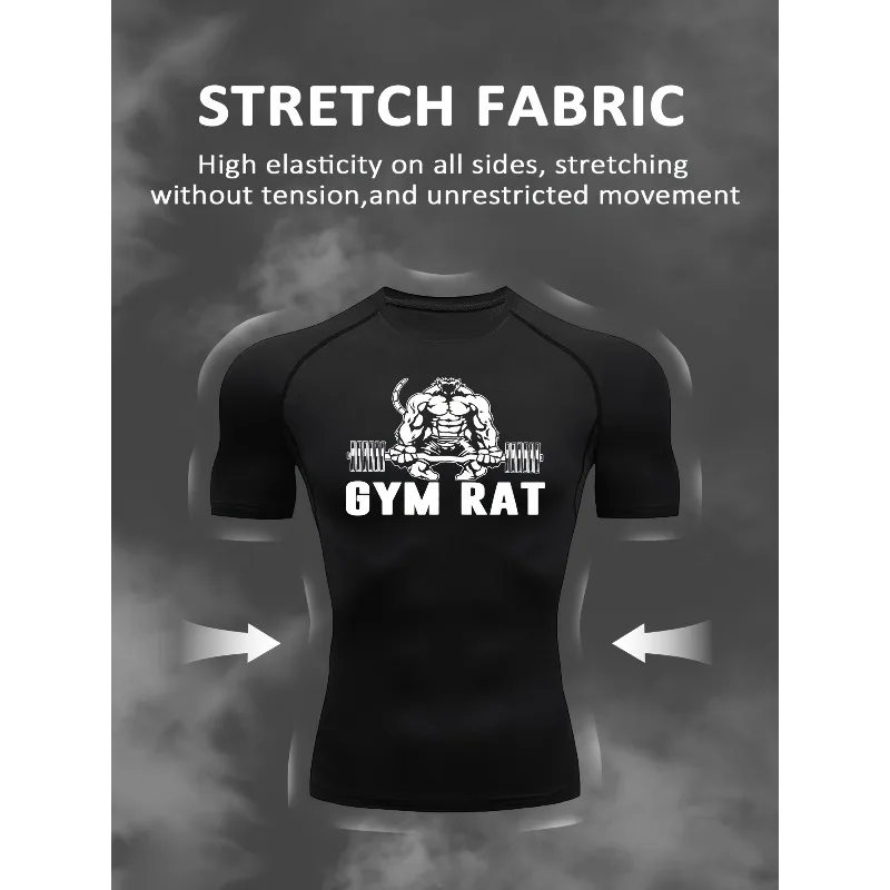 

Mens Athletic T-Shirt Slim-Fit High-Stretch with Stylish Graphic Print Ideal for Running Shaping Cycling and Outdoor Activities