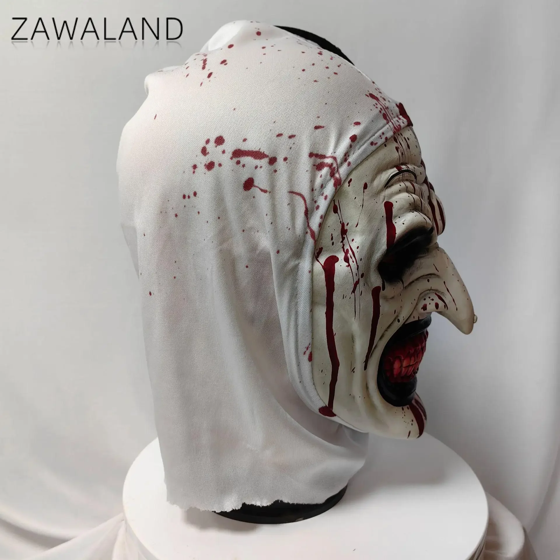 Zawaland Terrifier 3 Bloody Clown Mask Adult Scarry Halloween Costume Prop Latex Full Cover Masks Fancy Party Clothes Accessory