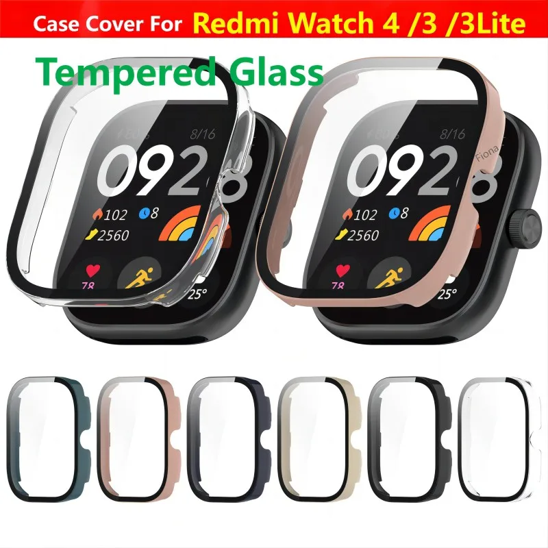 Tempered Glass Case For Xiaomi Redmi Watch 4 3 Lite Active Smart Watch Strap Bumper Shell Cover Screen Protector Watch4 Watch3