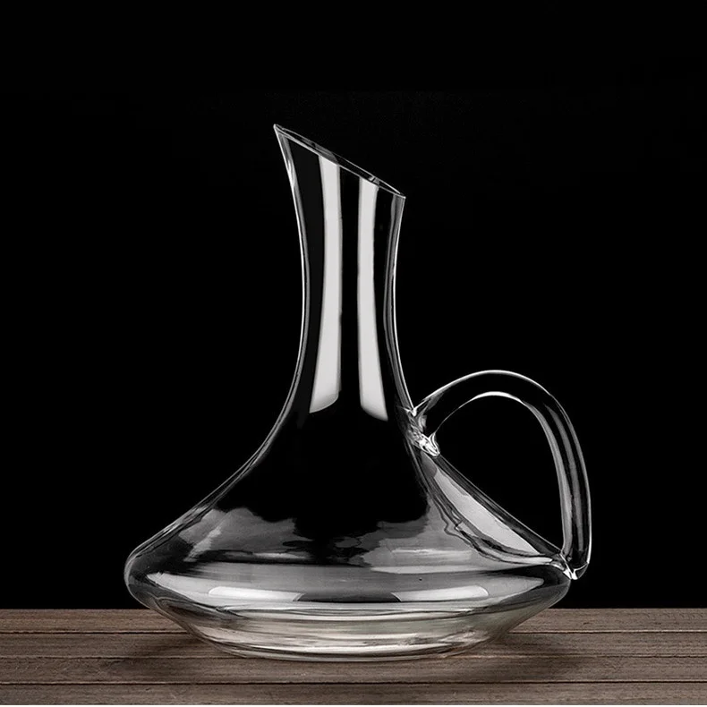 Handmade 1500ml Unleaded Crystal Glass Oblique Red Wine Decanter Decorative Handle Grape Aerator Flask Barware Essentials Craft