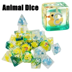 New DND Upscale 7Pcs Resin Dice Set Polyhedral Inline Animal D4 D6 D8 D10 D12 D20 Dices for RPG Board Game and Tabletop Games