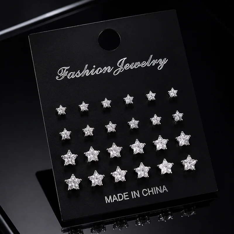 12/15/20 Paar Kristall-Ohrstecker-Set für Damen und Herren, Funkelnde Zirkon-Ohrringe, Verschiedene Stile, Minimalistischer Zierlicher Ohrschmuck – Detail 10
