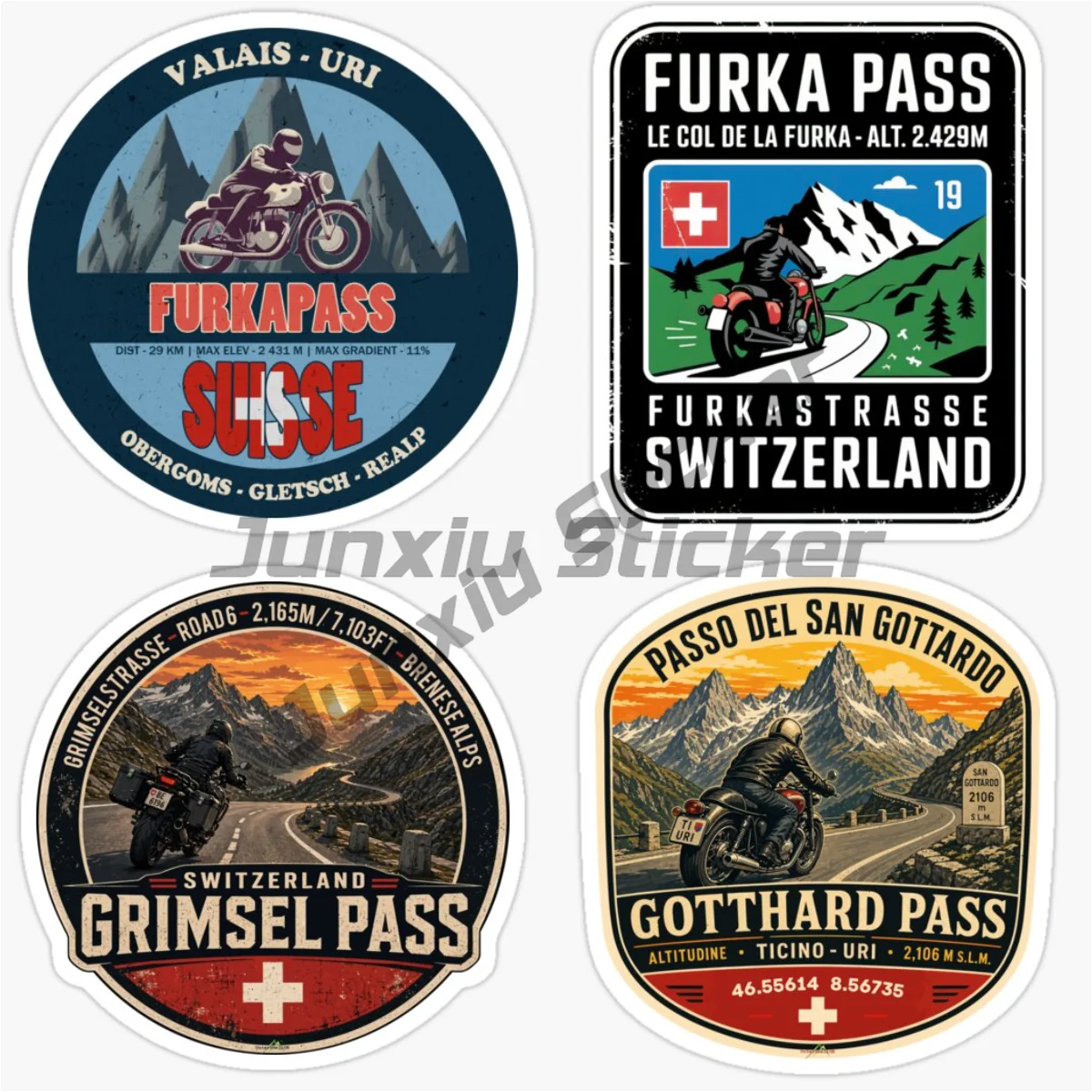 FURKA PASS Schweiz Motorrad, Kofferraum, Helm, Gepäckraum, Selbstklebender Dekorationsaufkleber für Autos