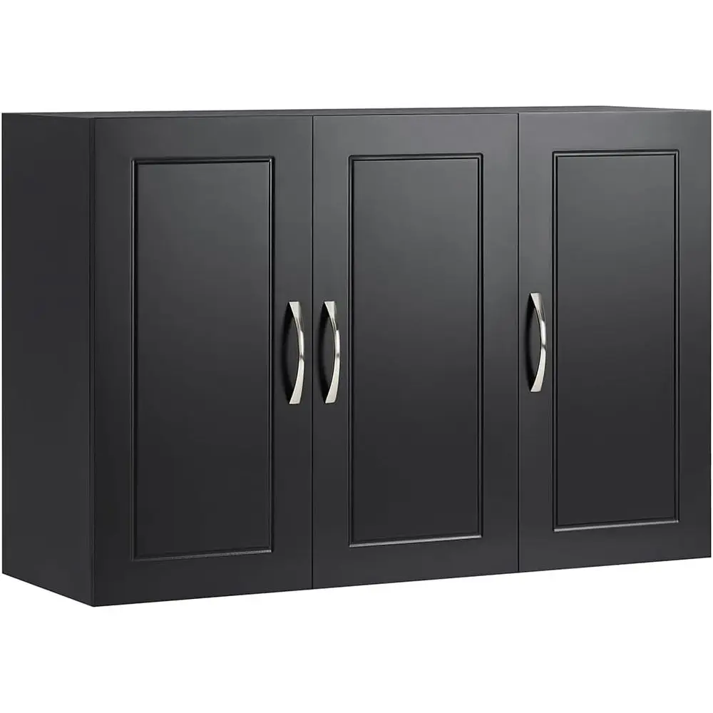 

Laundry Room Wall Cabinet, Adjustable Shelving, Black Storage Cabinet