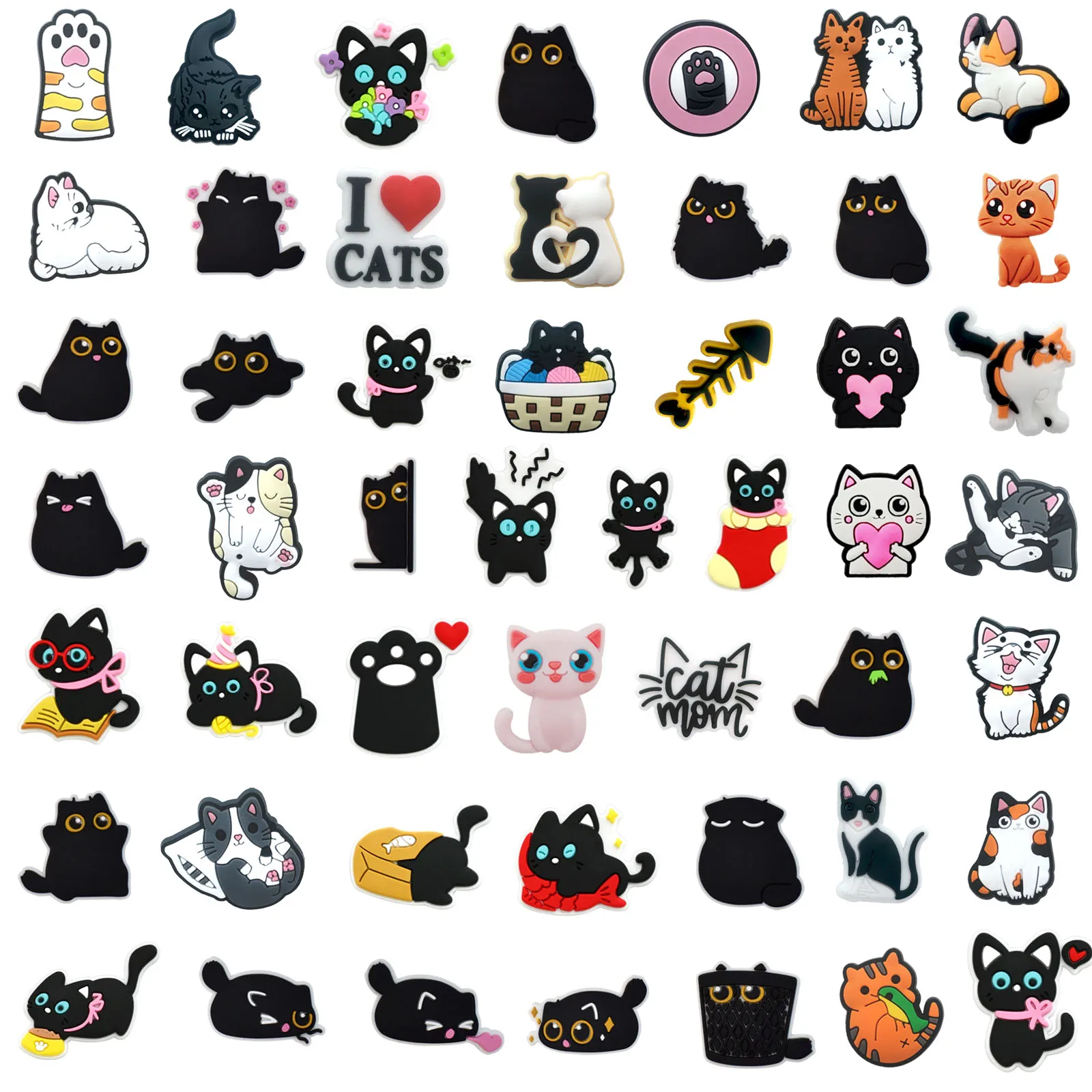 Random 10-30Pcs Cute Cat Series Shoe Charms For Sandals,Shoe Decoration Accessories Shoe Pins Great Gift For Men Women