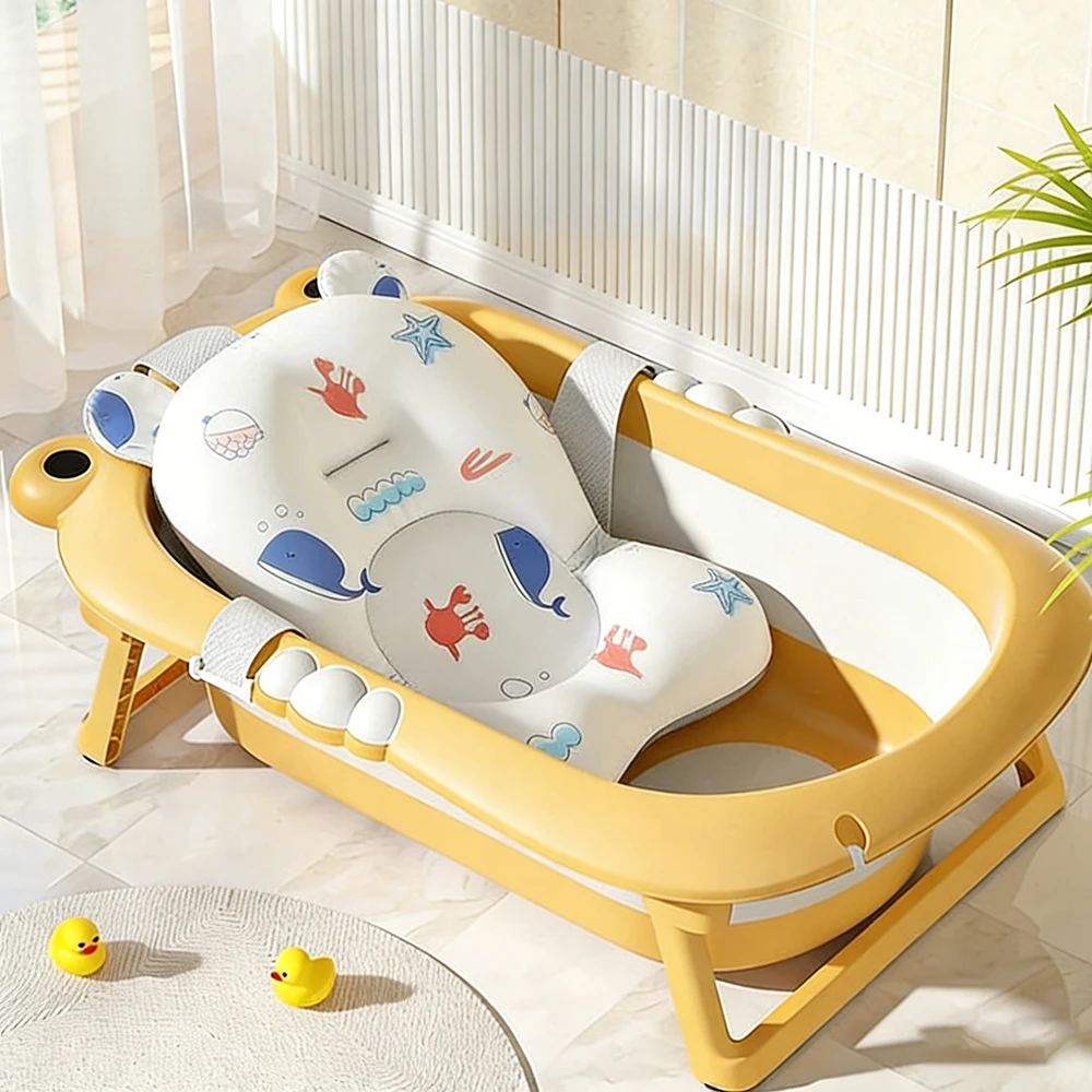 Baby Bath Seat Support Mat Infant Anti-Slip Soft Bath Body Cushion Cute Printed Baby Bath Tub Pad Chair