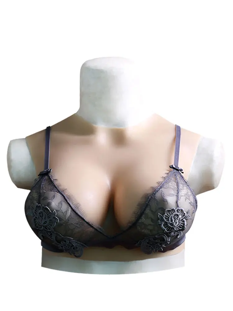 Plump Silicone Breast Forms Bodysuit with Areola Nipple for Trans Cosplay Dragqueen Crossdress - Shakeable Huge Fake Boobs Plate