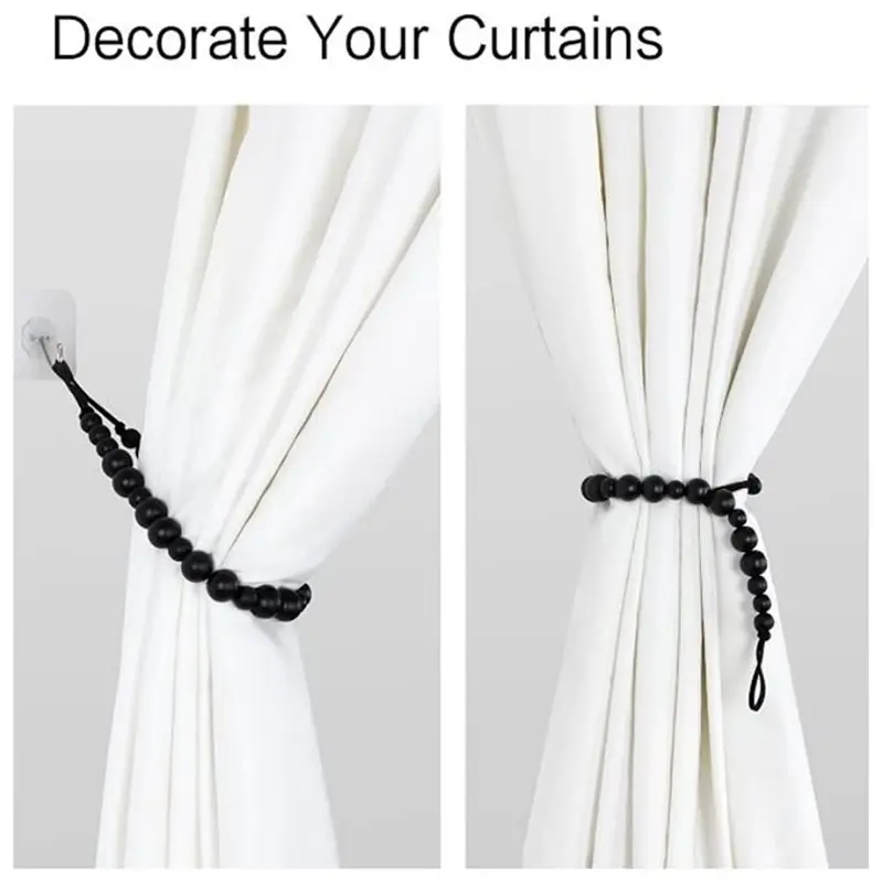 DTA4-Outdoor Curtain Tiebacks Rope Curtain Holders, Braided Curtain Holdbacks For Indoor Outdoor Use, 4 Pack