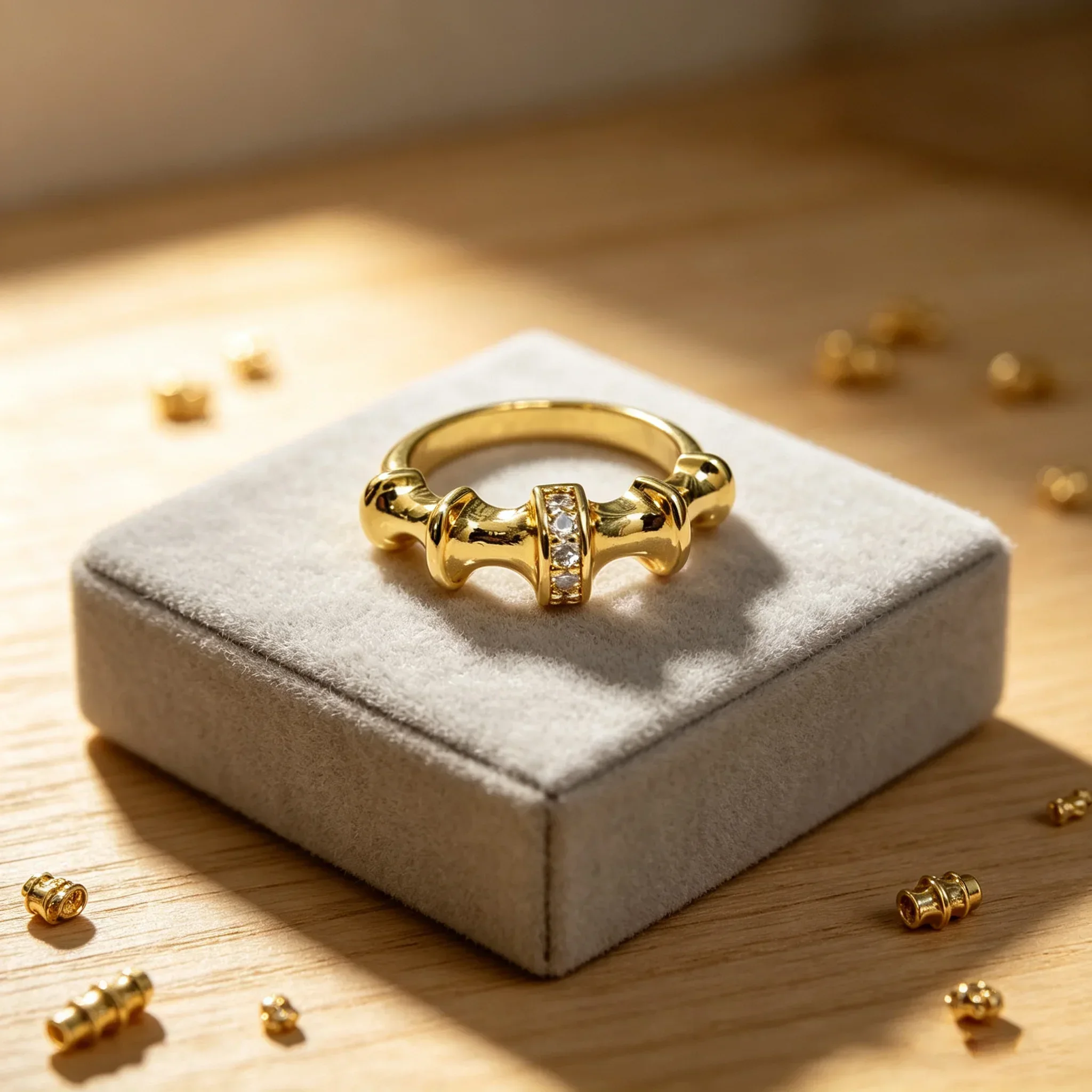 Trendy Glossy Concave Convex Band Ring Ladies Mini CZ Inlaid Geometric Stackable Finger Ring Daily Accessories