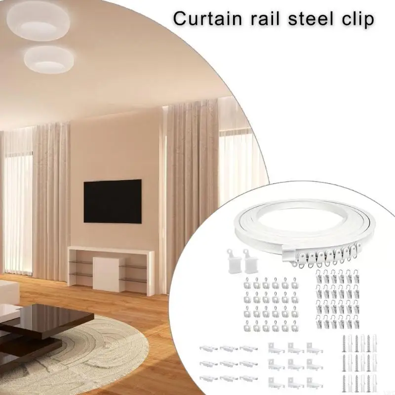 Smooth Glides Curtain Track 3Meter Bendable Rails with Rollers Kits for Seamlessly Drapery Movement in Homes Offices X3UC