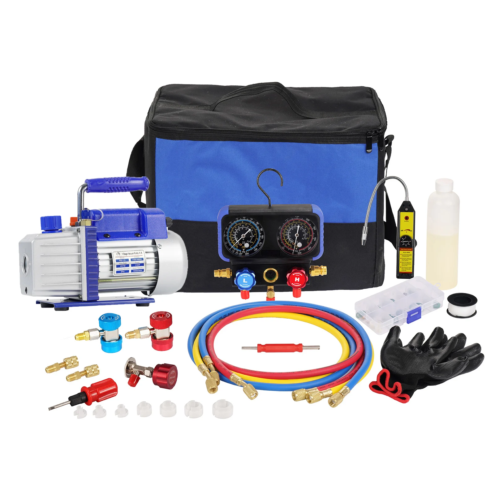 P PBAUTOS 3.5CFM Air Condition Repairing Set 3.5CFM Vacuum Pump And 2 ways Manifold Gauge Vacuum Pump Set