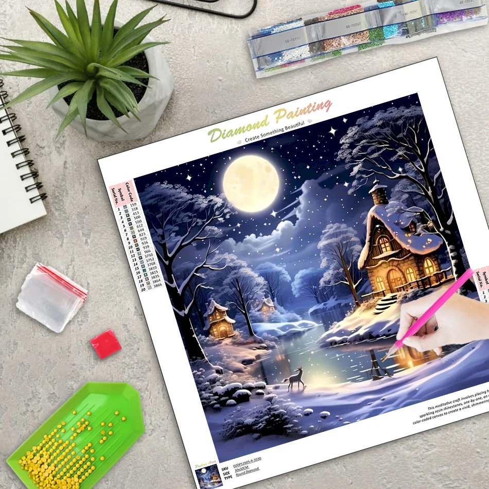Art Craft Ideas For Adults - Świąteczny Domek 5D Diamentowe Malowanie Unikalny