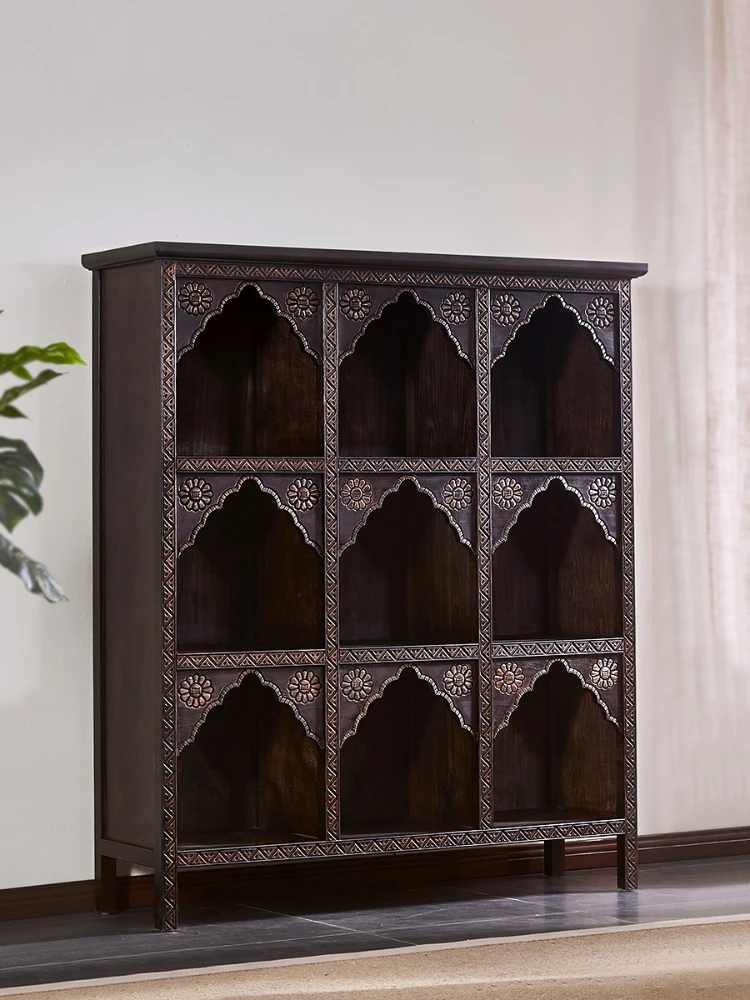 Solid Wood Chinese Tea Shelf Hallway Tea Room Shelf Leaf Display Cabinet