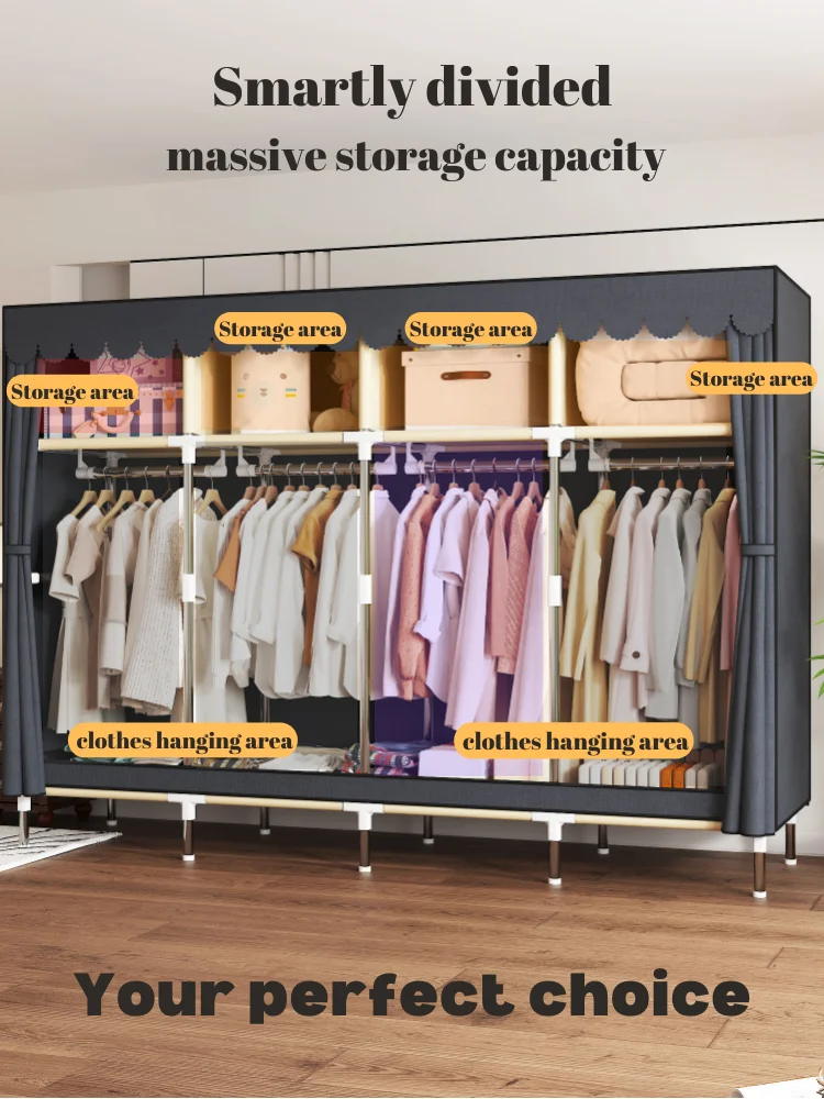 

Large - capacity cloth wardrobe with ingenious compartments - the ideal choice for bedroom storage