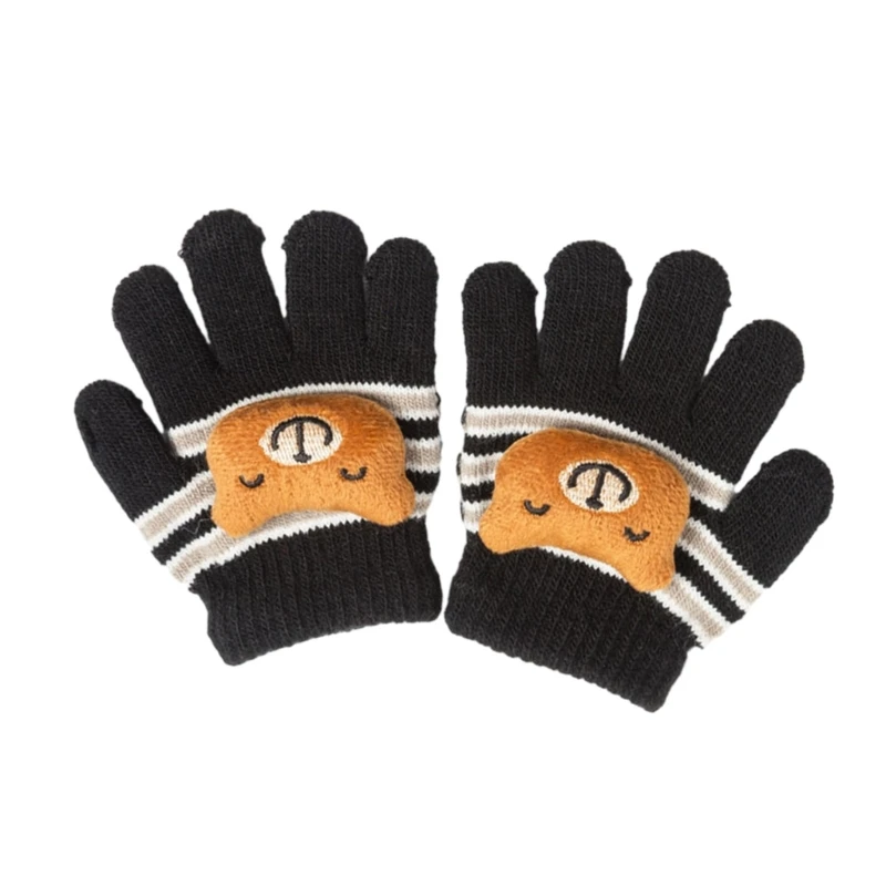 Jolis gants chauds colorés tricotés, mitaines élégantes pour tout-petits, pour temps froid hiver, gants à doigts complets,