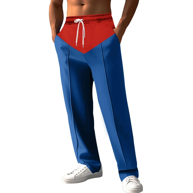 GELITAYIN 2024 Spring And Autumn Men's Trousers Loose Multicolor Straight Sports Casual Pants American Plus Size Cropped Pants