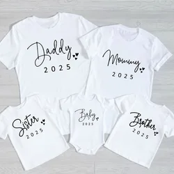 Daddy/Mommy/Sister/Brother/Baby 2025 Print Family Matching Outfit Short Sleeve Casual Family Shirts Summer Matching Set T-shirt