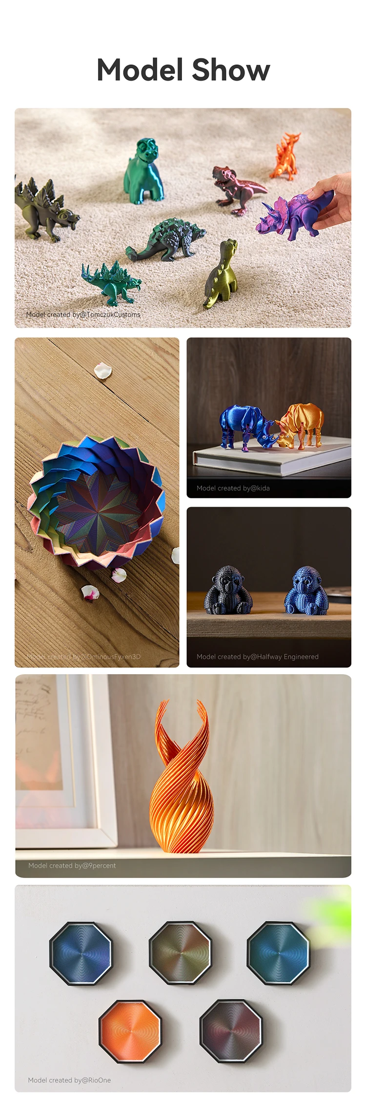 ANYCUBIC Dual-Color Silk Filament Silk Texture FDM 3D Printer PLA Filament Shine Bright Multicolor Silk 3D Printing Material
